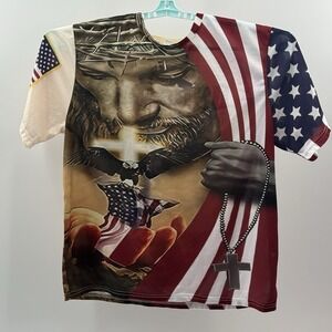 Size: 2XL - 100% Polyester Under God Graphic/Patriotic Shirt